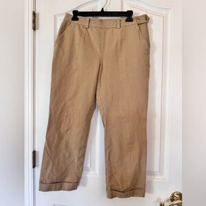 Lauren Ralph Lauren Women’s Side Button Tab Cuffed Cropped Chino Pants Size 10